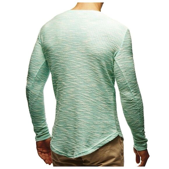 Leif Nelson Slim Fit Basic Knitted Shirt Mens Sz XL Mint Green Long Sleeve - Picture 2 of 14